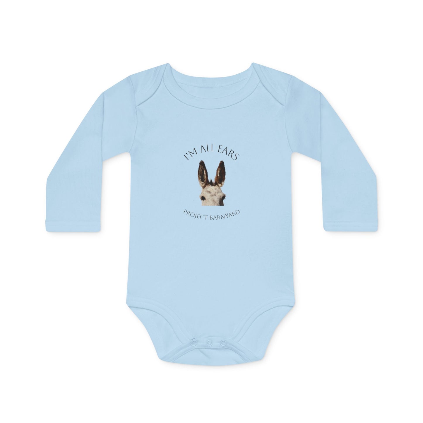 Olive's "I'm All Ears" Long Sleeve Baby Onesie