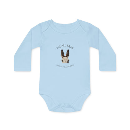 Olive's "I'm All Ears" Long Sleeve Baby Onesie