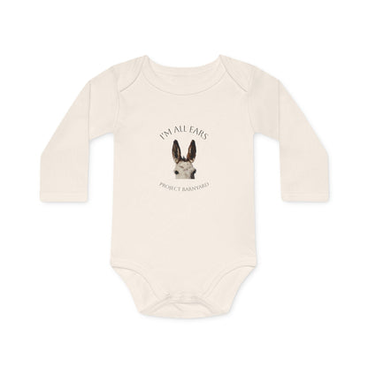 Olive's "I'm All Ears" Long Sleeve Baby Onesie