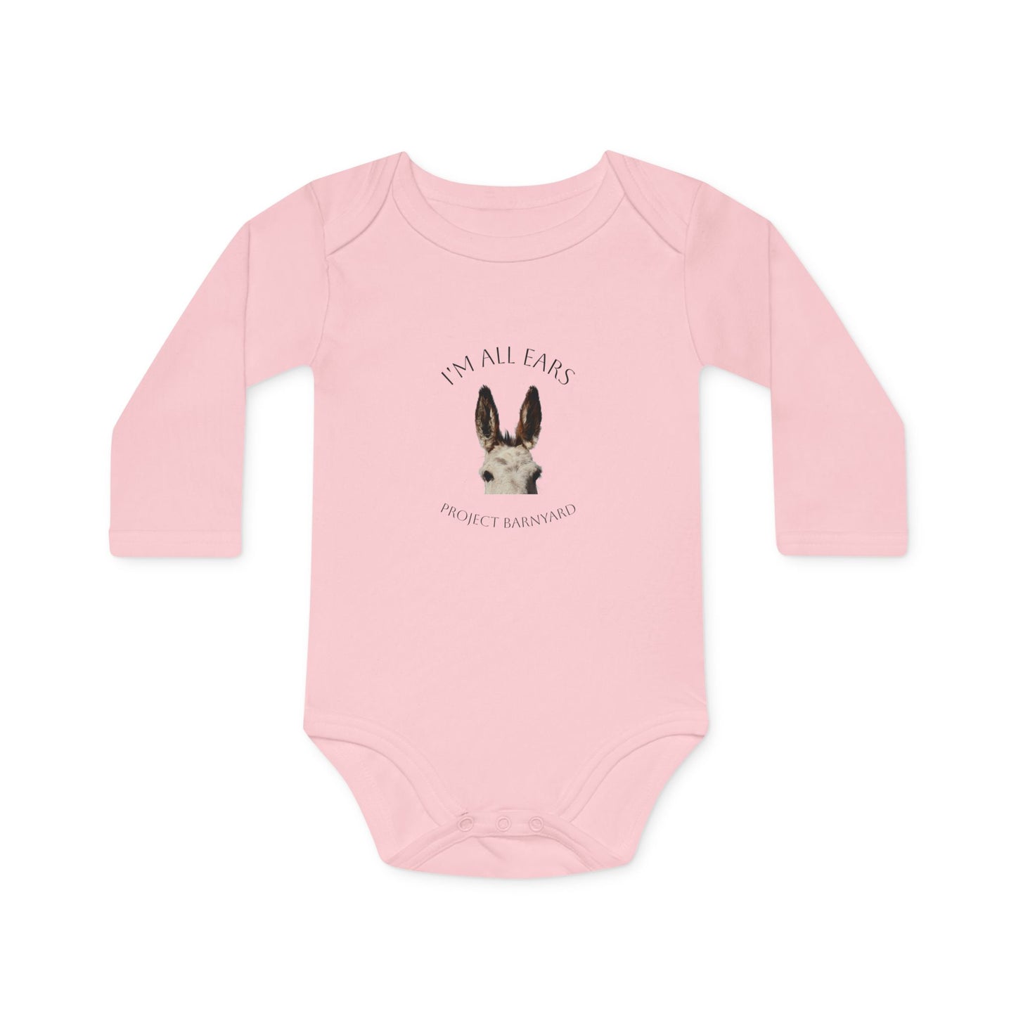 Olive's "I'm All Ears" Long Sleeve Baby Onesie