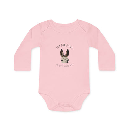 Olive's "I'm All Ears" Long Sleeve Baby Onesie